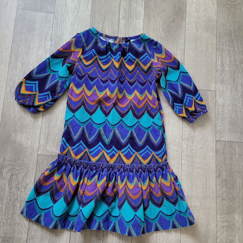 Baby Gap toddler 5 years Girls Wave Pattern Corduroy Dress blue